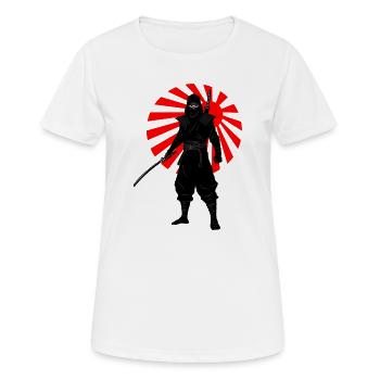 Ninja Battle Stance with Red Battle Flag - Women's Breathable T-Shirt - white - Front - AI Model Female 172 dark (172cm)