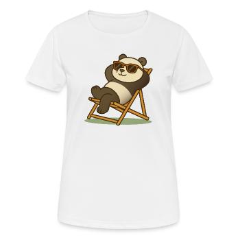 Panda détendu avec des lunettes de soleil dans une chaise longue - T-shirt respirant Femme - blanc - Devant - AI Model Female 172 dark (172cm)