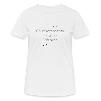 "Flüstern von Sternen" - Frauen T-Shirt atmungsaktiv - Weiß - Vorne - AI Model Female 172 dark (172cm)