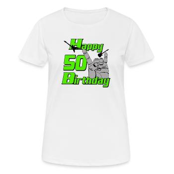 Joyeux anniversaire 50 , Heavy Metal 50e anniversaire - T-shirt respirant Femme - blanc - Devant - AI Model Female 172 dark (172cm)