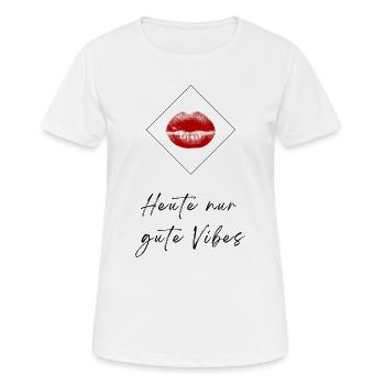 Kussmund | Nur gute Vibes – Kussmund Design - Frauen T-Shirt atmungsaktiv - Weiß - Vorne - AI Model Female 172 dark (172cm)