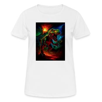 Vulkan-Tyrann im Neonfeuer - Frauen T-Shirt atmungsaktiv - Weiß - Vorne - AI Model Female 172 dark (172cm)