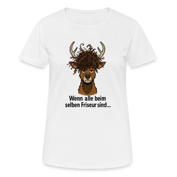 Coiffeur Hirsch Horst - T-shirt respirant Femme - blanc - Devant - AI Model Female 172 dark (172cm)