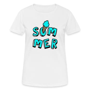 Sommer Eis Waffel Comicstyle Fun Lebensfreude Fan - Frauen T-Shirt atmungsaktiv - Weiß - Vorne - AI Model Female 172 dark (172cm)