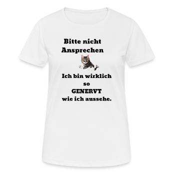 Saying cat annoyed - Women's Breathable T-Shirt - white - Front - AI Model Female 172 dark (172cm)