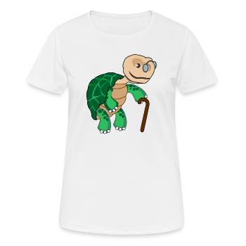 Slow turtle with glasses and walking stick - Women's Breathable T-Shirt - white - Front - AI Model Female 172 dark (172cm)