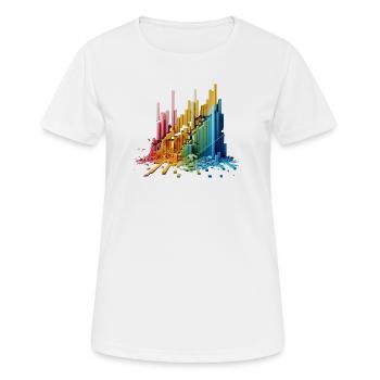 Frequenz-Wand - Frauen T-Shirt atmungsaktiv - Weiß - Vorne - AI Model Female 172 dark (172cm)