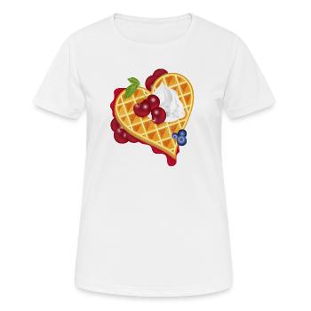 Golden heart waffle illustration with cherries - Women's Breathable T-Shirt - white - Front - AI Model Female 172 dark (172cm)