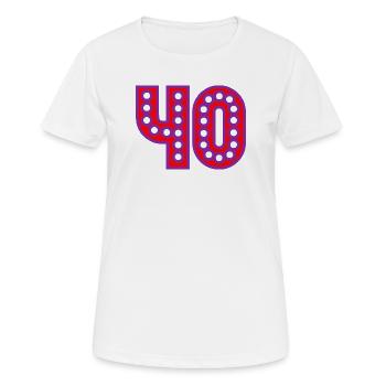 40. 40 ANS. 40e ANNIVERSAIRE. ANNIVERSAIRE 40 ANS. - T-shirt respirant Femme - blanc - Devant - AI Model Female 172 dark (172cm)