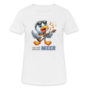 Cheerful seabird with guitar - Women's Breathable T-Shirt - white - Front - AI Model Female 172 dark (172cm)