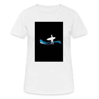 Silhouette de surfeur sur les vagues - T-shirt respirant Femme - blanc - Devant - AI Model Female 172 dark (172cm)