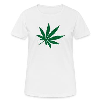 Feuille de weed verte – Inspiration logo Coffeeshop - T-shirt respirant Femme - blanc - Devant - AI Model Female 172 dark (172cm)