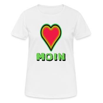 Herzdesign mit leuchtender Umrandung Moin aus Lieb - Frauen T-Shirt atmungsaktiv - Weiß - Vorne - AI Model Female 172 dark (172cm)
