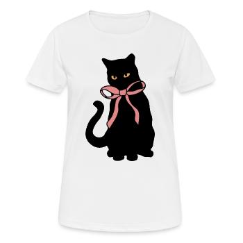 Silhouette de chats avec décoration de ruban - T-shirt respirant Femme - blanc - Devant - AI Model Female 172 dark (172cm)