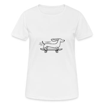 Dackel Dachshund Skateboard Line Art - Frauen T-Shirt atmungsaktiv - Weiß - Vorne - AI Model Female 172 dark (172cm)