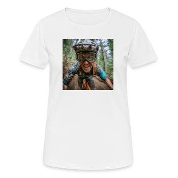 Matsch im Gesicht – Glück im Herz - Frauen T-Shirt atmungsaktiv - Weiß - Vorne - AI Model Female 172 dark (172cm)