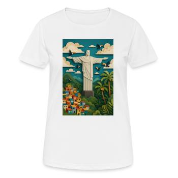 Statue du Christ Rédempteur dans un cadre tropical/Rio - T-shirt respirant Femme - blanc - Devant - AI Model Female 172 dark (172cm)