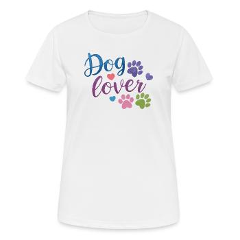Hundeliebhaber Aquarell-Pfotenabdruck - Frauen T-Shirt atmungsaktiv - Weiß - Vorne - AI Model Female 172 dark (172cm)