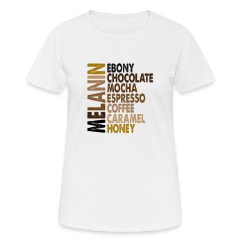 Design sur le thème du café et du chocolat Eybony - T-shirt respirant Femme - blanc - Devant - AI Model Female 172 dark (172cm)