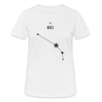 Bélier, signe du zodiaque, constellation d’étoiles, noir et gris - T-shirt respirant Femme - blanc - Devant - AI Model Female 172 dark (172cm)