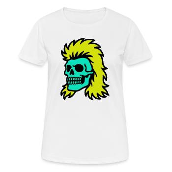 Vokuhila Skull - Frauen T-Shirt atmungsaktiv - Weiß - Vorne - AI Model Female 172 dark (172cm)
