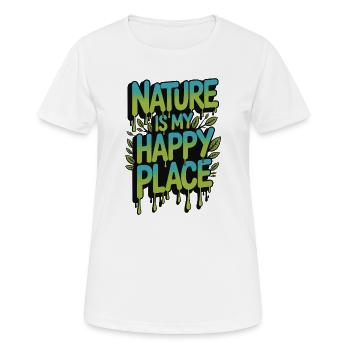 Die Natur ist mein glücklicher Ort - Frauen T-Shirt atmungsaktiv - Weiß - Vorne - AI Model Female 172 dark (172cm)
