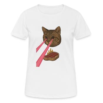 Laser Cat - T-shirt respirant Femme - blanc - Devant - AI Model Female 172 dark (172cm)