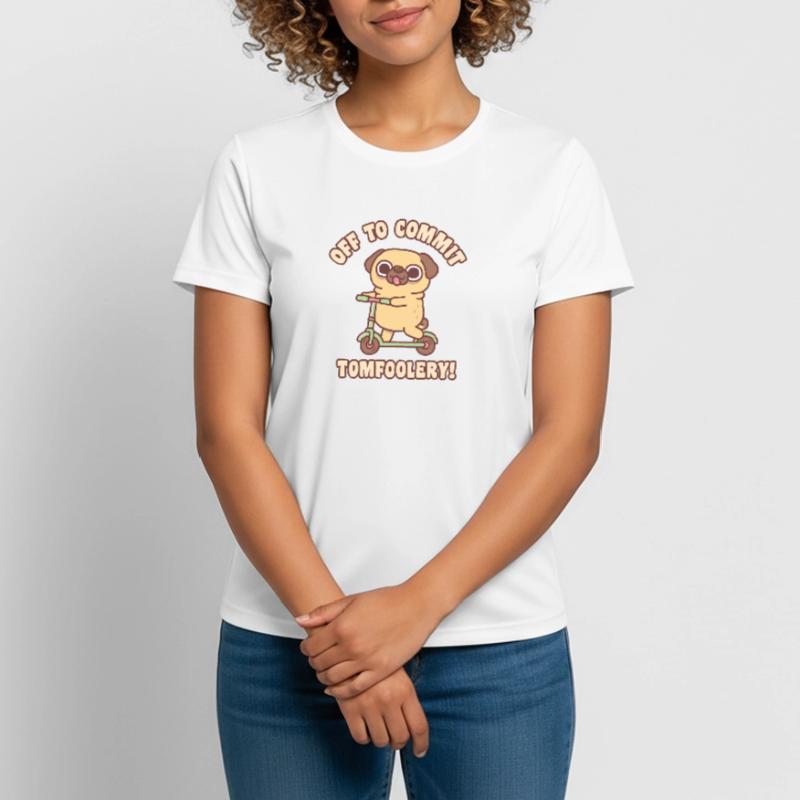 Cute Pug On Kick Scooter Off To Commit Tomfoolery Women's Breathable T-Shirt