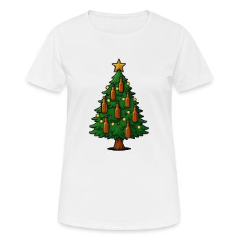 Festliche Bierflaschen Weihnachtsbaum - Frauen T-Shirt atmungsaktiv - Weiß - Vorne - AI Model Female 172 dark (172cm)