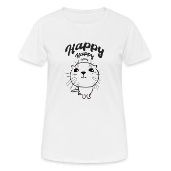 Happy Cat - Women's Breathable T-Shirt - white - Front - AI Model Female 172 dark (172cm)