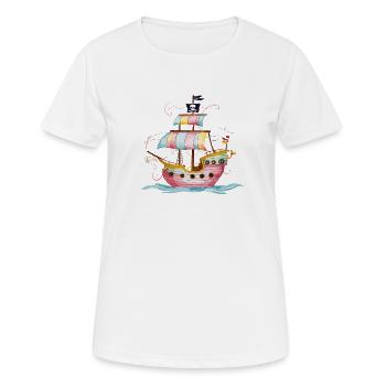 Imaginative pirate ship on the high seas with - Women's Breathable T-Shirt - white - Front - AI Model Female 172 dark (172cm)