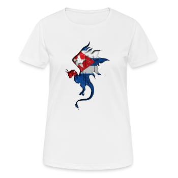 Flagge von Kuba - Kuba - Drachensilhouette - Frauen T-Shirt atmungsaktiv - Weiß - Vorne - AI Model Female 172 dark (172cm)