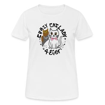 Crazy Cats - Frauen T-Shirt atmungsaktiv - Weiß - Vorne - AI Model Female 172 dark (172cm)