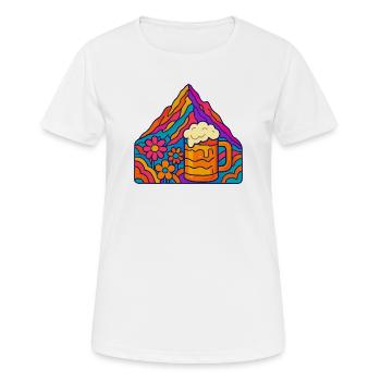 Lebendige Berglandschaft mit Bierglas - Frauen T-Shirt atmungsaktiv - Weiß - Vorne - AI Model Female 172 dark (172cm)