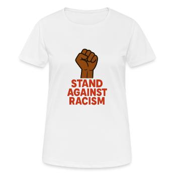 Renforcer le poing avec un message antiraciste - T-shirt respirant Femme - blanc - Devant - AI Model Female 172 dark (172cm)