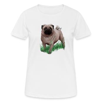 Mops - Frauen T-Shirt atmungsaktiv - Weiß - Vorne - AI Model Female 172 dark (172cm)
