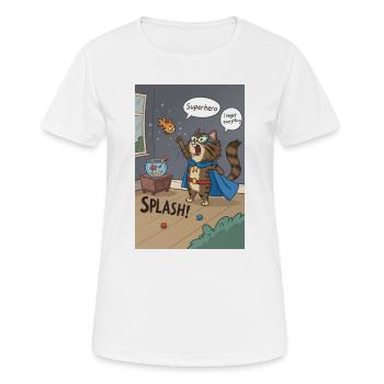 Superhero Cat Splash - Regrettable Saga du poisson rouge - T-shirt respirant Femme - blanc - Devant - AI Model Female 172 dark (172cm)