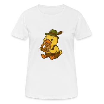 Canard mignon en costume traditionnel - T-shirt respirant Femme - blanc - Devant - AI Model Female 172 dark (172cm)