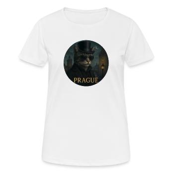 Katzengentleman vor der Prager Altstadt - Frauen T-Shirt atmungsaktiv - Weiß - Vorne - AI Model Female 172 dark (172cm)