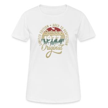 Octobre 1977 Anniversaire Octobre 1977 Octobre - T-shirt respirant Femme - blanc - Devant - AI Model Female 172 dark (172cm)