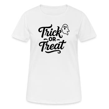 Trick or Treat mit Gespenst - Frauen T-Shirt atmungsaktiv - Weiß - Vorne - AI Model Female 172 dark (172cm)