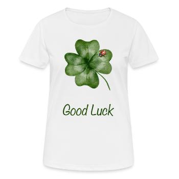 Good Luck – Kleeblatt mit Marienkäfer - Frauen T-Shirt atmungsaktiv - Weiß - Vorne - AI Model Female 172 dark (172cm)