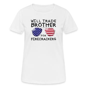 Frère d'échange pour les feux d'artifice pour les enfants du 4 juillet - T-shirt respirant Femme - blanc - Devant - AI Model Female 172 dark (172cm)