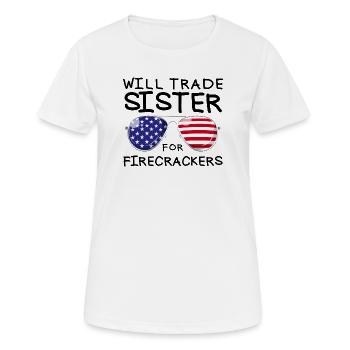 Échangez votre sœur contre des feux d'artifice pour les enfants le 4. - T-shirt respirant Femme - blanc - Devant - AI Model Female 172 dark (172cm)