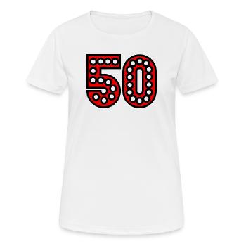 50. 50 ANS. 50e ANNIVERSAIRE. ANNIVERSAIRE 50 ANS. - T-shirt respirant Femme - blanc - Devant - AI Model Female 172 dark (172cm)