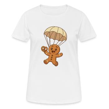 Gâteau en pain d'épice Mannele avec parachute - T-shirt respirant Femme - blanc - Devant - AI Model Female 172 dark (172cm)