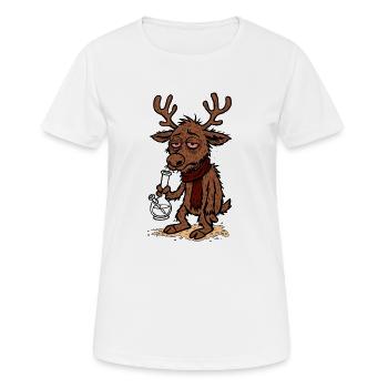 Verrücktes Rentier - Frauen T-Shirt atmungsaktiv - Weiß - Vorne - AI Model Female 172 dark (172cm)