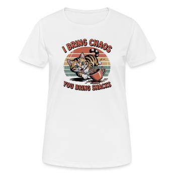 Chat du Chaos et Snacks - T-shirt respirant Femme - blanc - Devant - AI Model Female 172 dark (172cm)
