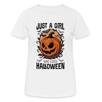 Juste une fille qui aime Halloween – Citrouille et chauves-souris - T-shirt respirant Femme - blanc - Devant - AI Model Female 172 dark (172cm)