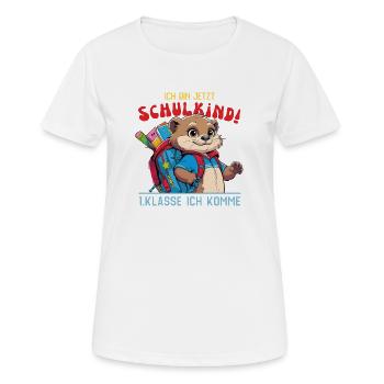 Schulanfang Otter mit Schulrucksack - Frauen T-Shirt atmungsaktiv - Weiß - Vorne - AI Model Female 172 dark (172cm)